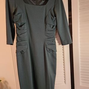 David Meister 3/4 sleeve green dress